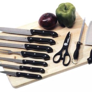 11-Pieces Knife Set with Board - Black