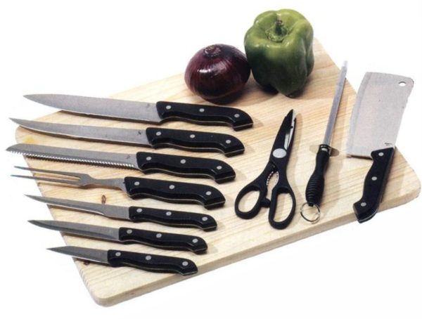 11-Pieces Knife Set with Board - Black