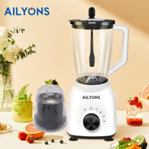 AILYONS 1.5L 2 In 1 Motor Stainless Steel Blender-white