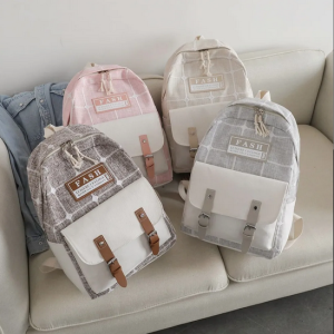 Backpack Plaid School Bag For Teenager Girl