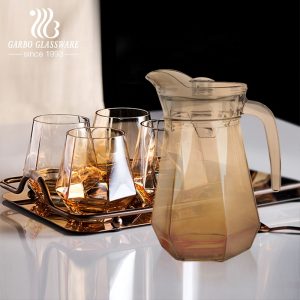 Hexagonal Glass Water Jug and Cups Set 5pcs