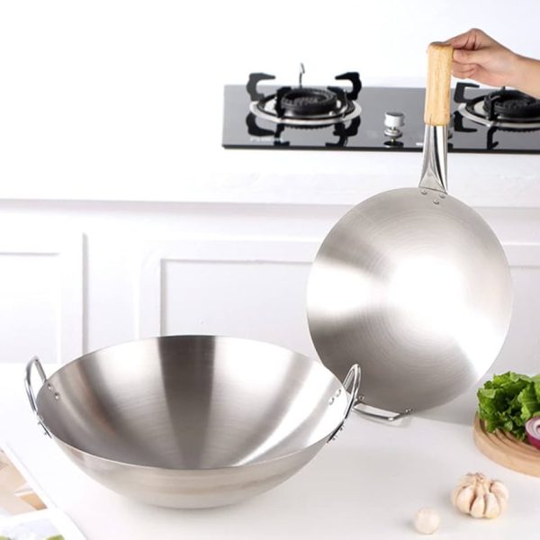 34cm Stainless Steel Wok - Image 5