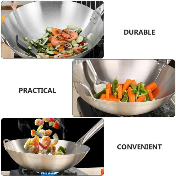 34cm Stainless Steel Wok - Image 3