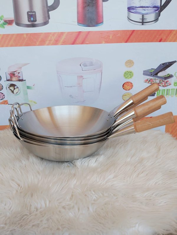 34cm Stainless Steel Wok - Image 2