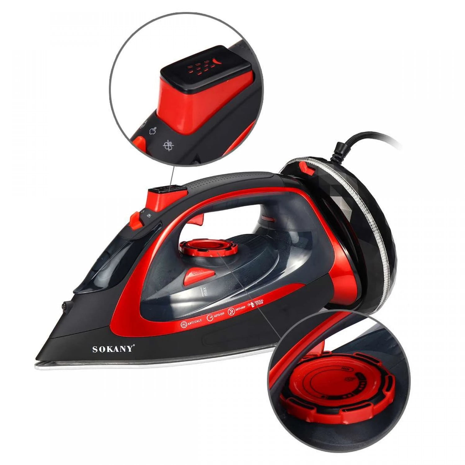 steam iron EL-9518C, Black / Red