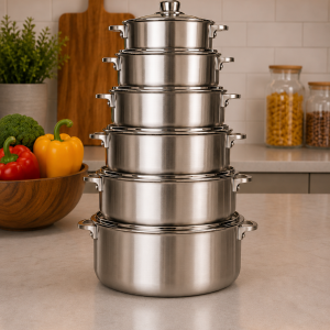 6-Piece Aluminium Cookware Set with Glass Lid